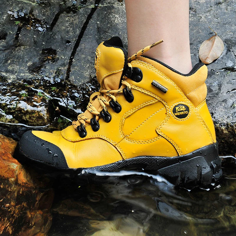 MERRTO Cowhide waterproof Outdoor women Hiking Shoes Breathable Climbing Women Sneakers Trekking Hunting Tourism Mountain boots