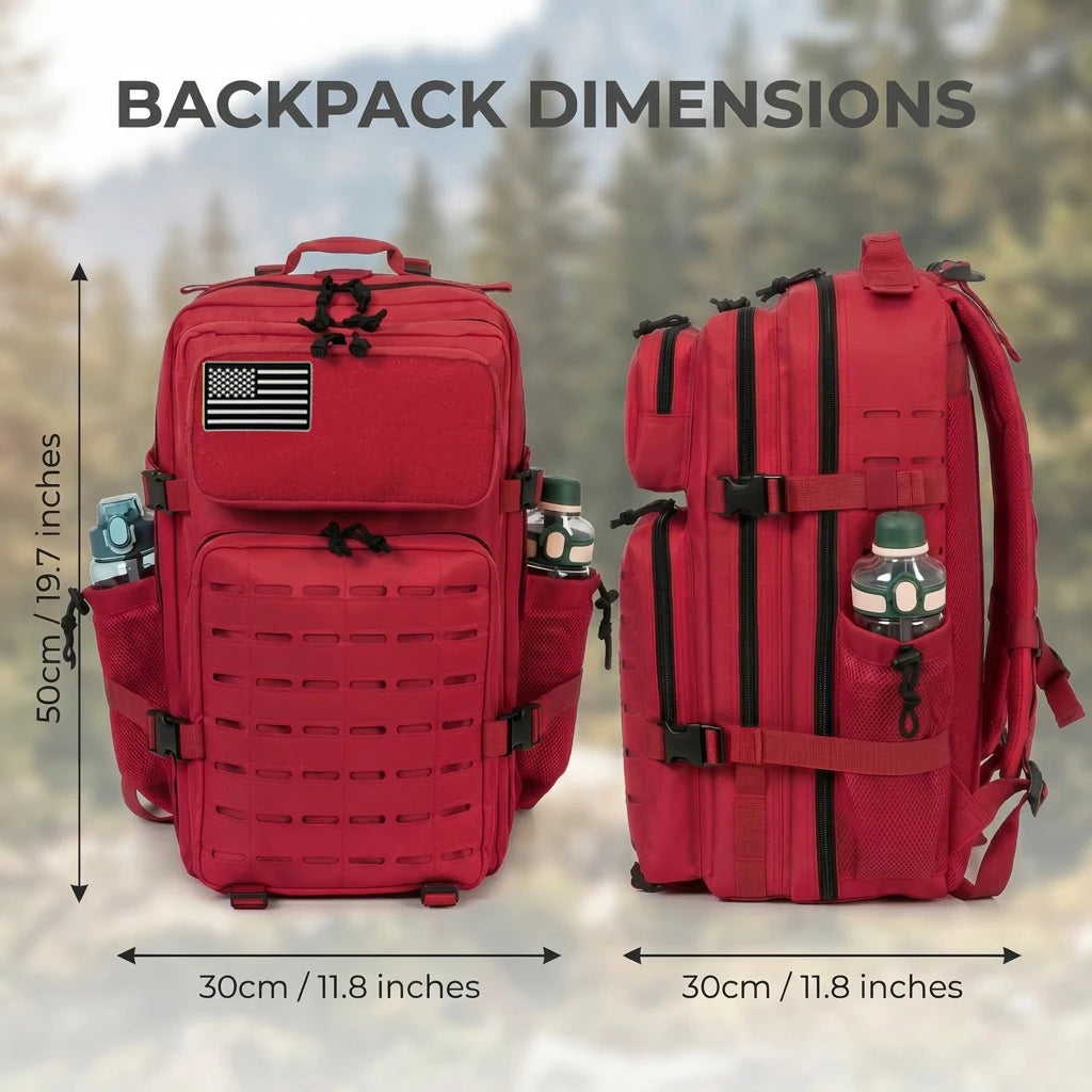 45L Large Capacity Tactical Hunting Backpack For Men With MOLLE Webbing System Dual Cup Holders Outdoor Survival Hiking Camping Rucksack For Wilderness Trip Travel Daily Work Commute Outdoor Camping Activities Gear Storage Backpack