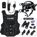 Children's Tactical Helmet Set Airsoft Molle Vest Equipment with Walkie-Talkie Recorder Vest Outdoor CS Game Cosplay Costumes