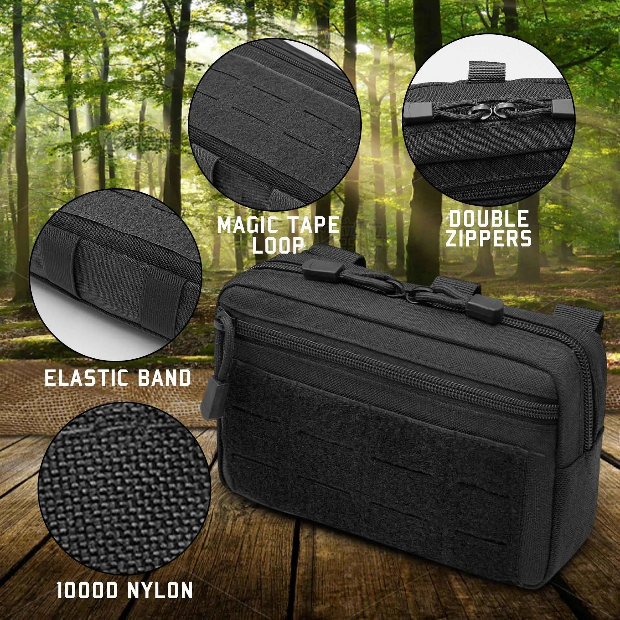 Tactical Molle Admin Pouch Utility Laser Cut EDC Tool Pouch Bag Horizontal Modular Pouches