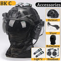 Tactical Helmet Set Fast Protective Equipment with Visor Headset Signal Lamp Balaclava for Outdoor Airsoft Paintball Shooting