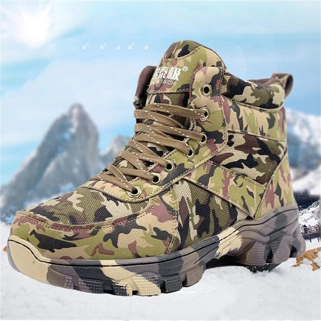 Winter Men's Outdoor Camouflage Hunting Boots Wool Lining Warm Non-Slip Waterproof Snow Shoes High-Top Mountaineering Boots