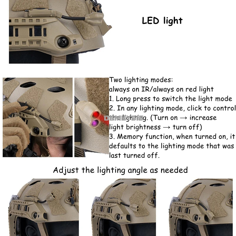 Modular Tactical ARC Rail LED Light Red / IR Light Hunting Airsoft FAST Helmet Accessories Head Lights Exclusive Adaptation