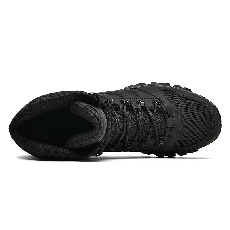 CHRLCK Men's Anti-slip Hiking Boots Waterproof Mountaineering Shoes High Top Outsole Cushioning Wear-resistant Tactical Shoes