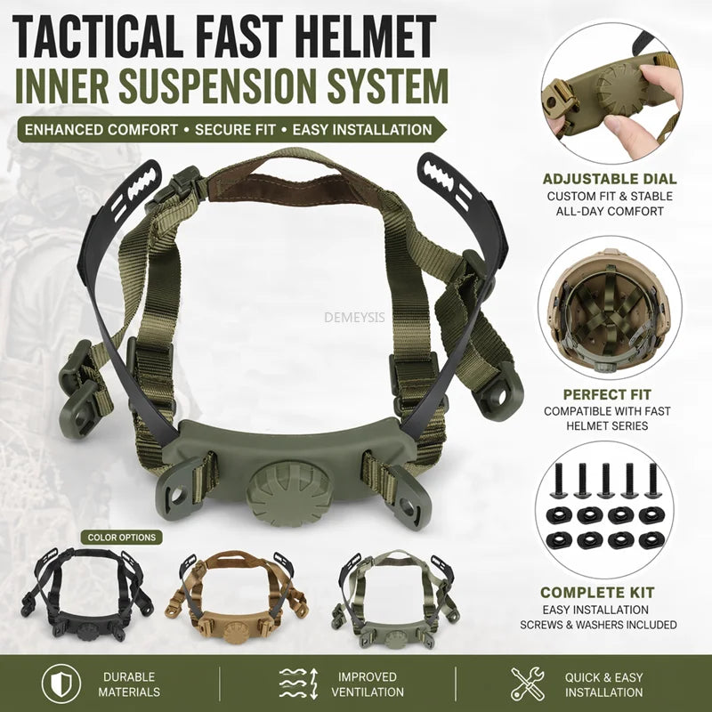 Tactical FAST SF HIGH CUT Helmet Suspension System Adjustable Head Locking Chin Strap Airsoft CS Hunting Helmets Accessories