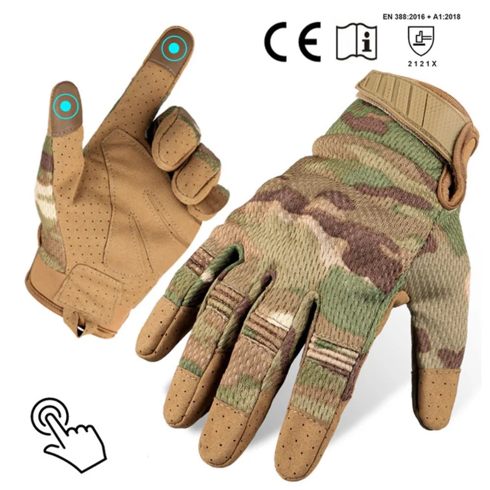 Outdoor Multi-Functional Camo Breathable Tactical Gloves Lightweight Protective Full Finger Touch Screen Motorcycle Riding Glove