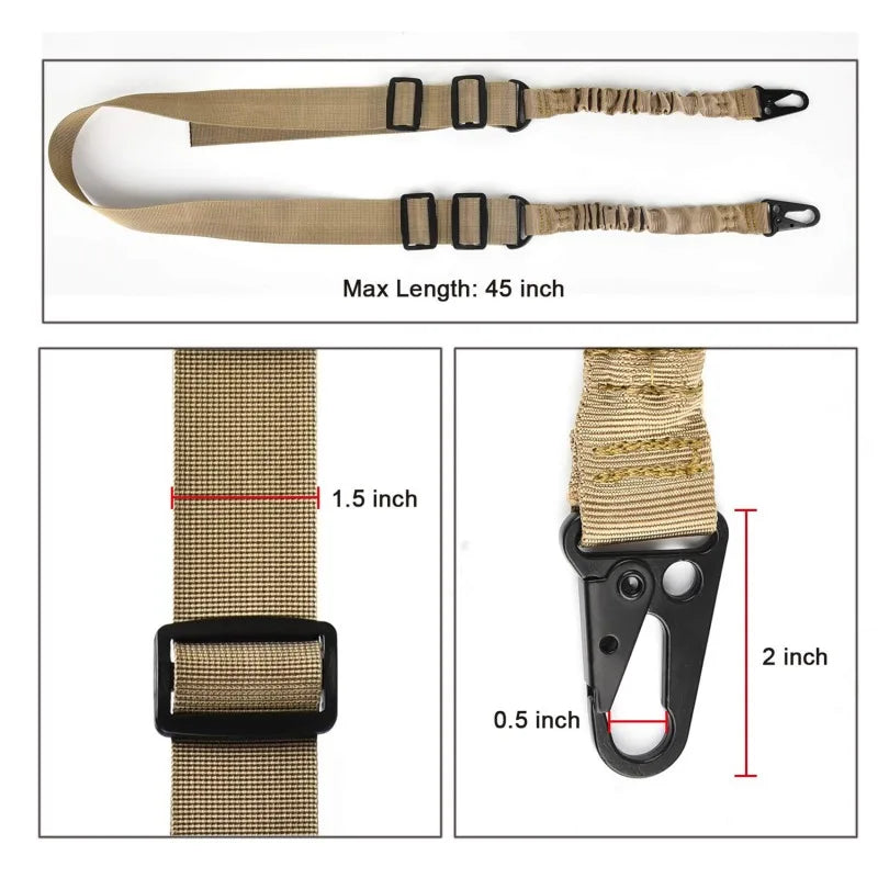 One Single Point Adjustable Bungee for Rifle Gun Sling Strap Hook Safety Belt Wild Survival Training Tactical Army Equipment