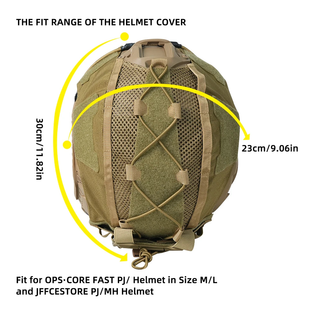 BOOIU Tactical Helmet Cover with Battery Pouch for Fast Helmet 500D Nylon Paintball Airsoft Helmet Cover Battery Pack Hunting