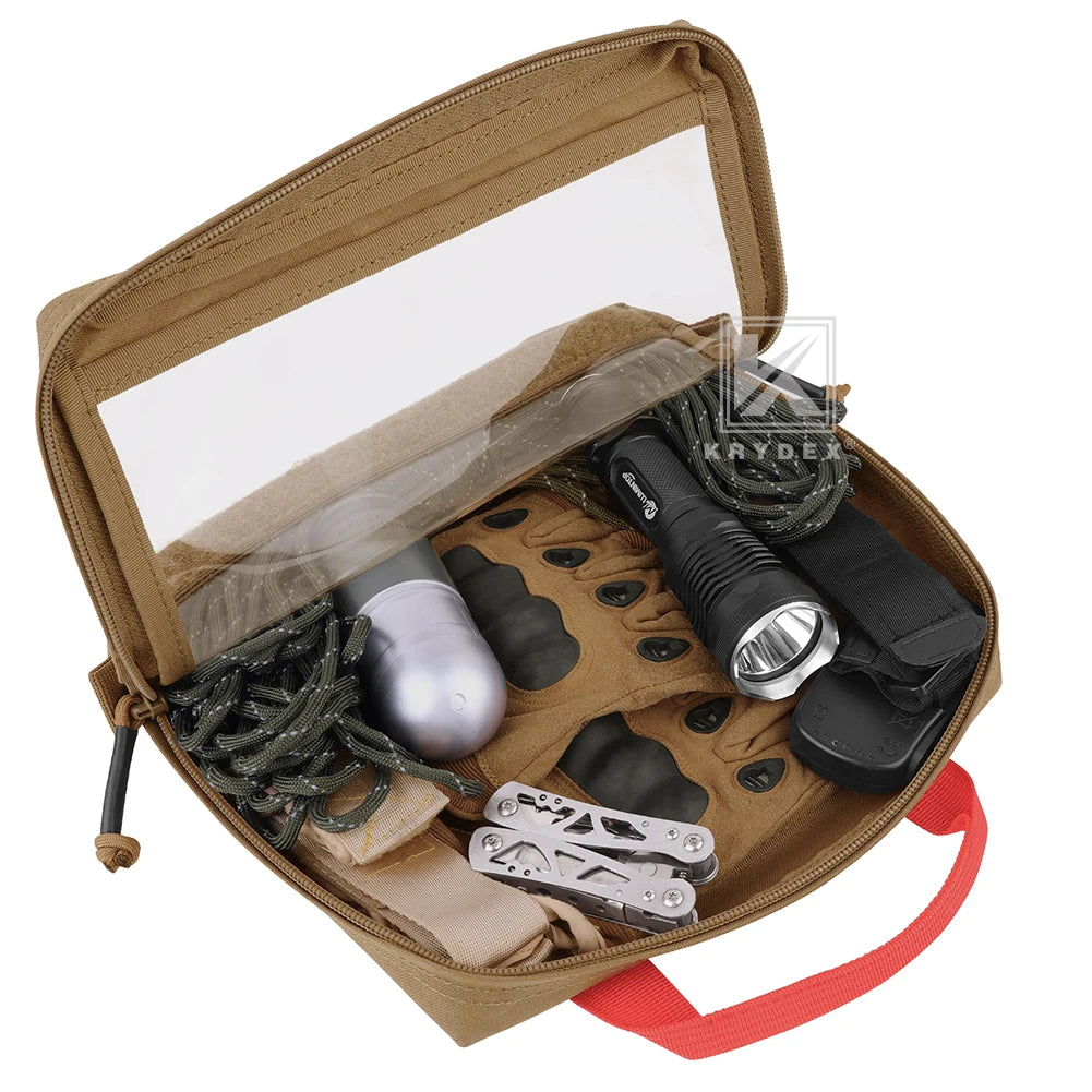 KRYDEX Tactical Large Small Clear Top Insert Pouch First Aid Travel Camping Medical Storage Bag For D3 Backpack Accessories