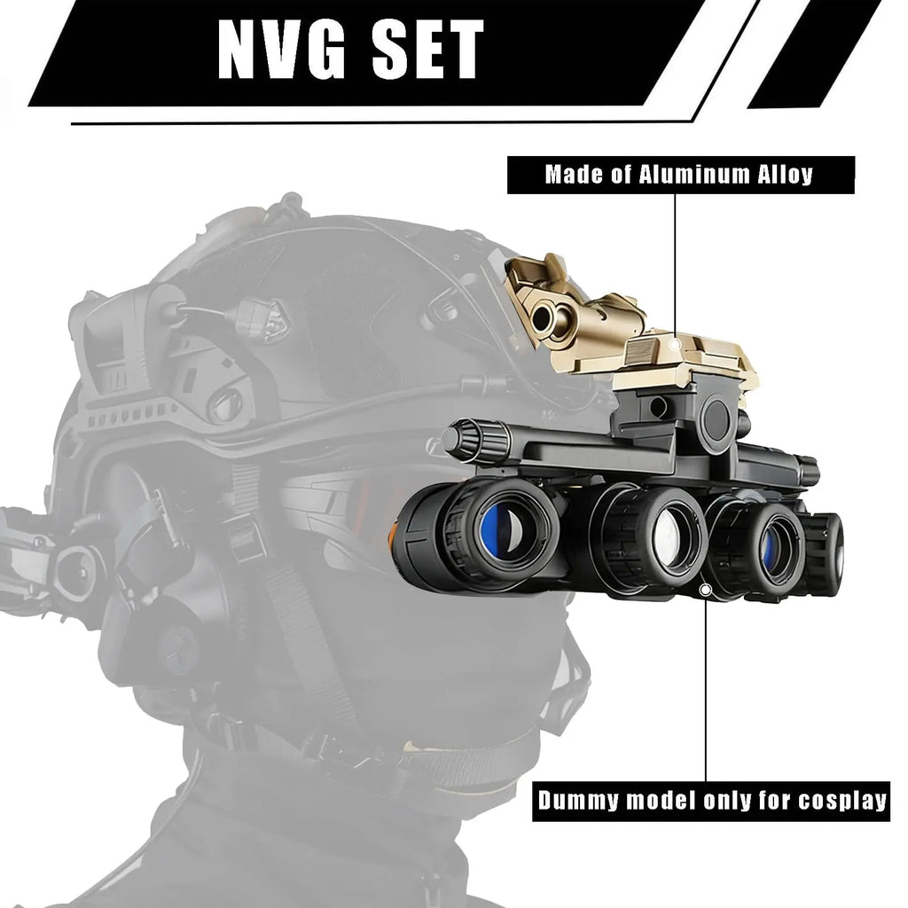 Tactical Airsoft Fast Helmet Set with Communication Headset NVG Dummy Model Goggles Signal Light for CS Cosplay Paintball Gear