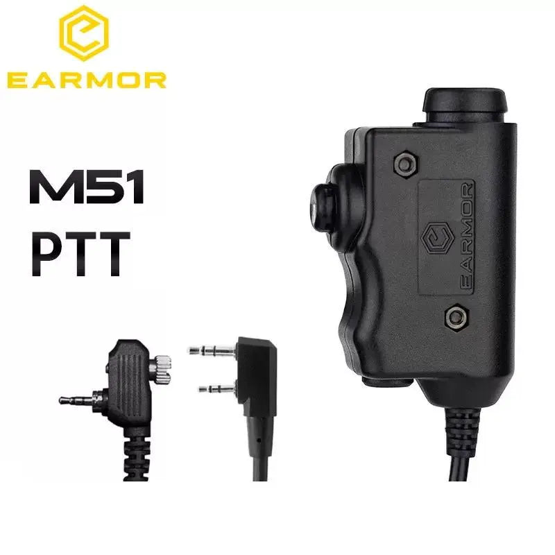 Original EARMOR M51 PTT Adapter Airsoft Tactical Headset Kenwood(for Baofeng) Plug Tactical Headset Accessory