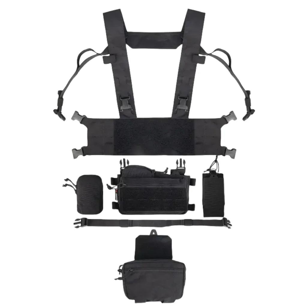 YAKEDA Tactical Vest Chest Rig: Durable 1000D Polyester with 5.56/7.62 Mag, Pistol Holder, Wing Pouch, and Molle Dangler Pouch