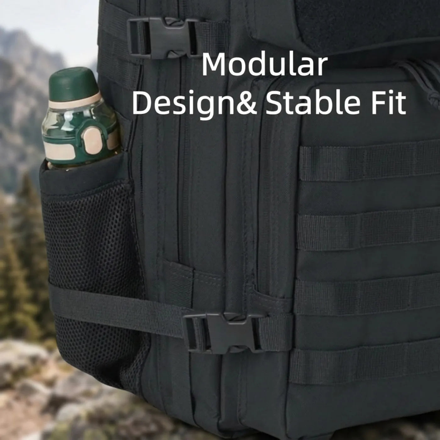 45L Large Tactical Hunting Backpack Shooting Rucksack with Dual Water Bottle Holders Outdoor Camo Hunting Gear Storage Backpack Survival Equipment Bag for Wild Shooting Hunting Trip Hiking Trekking Travel Sports EDC Daily Use Unisex Hunter Daypack
