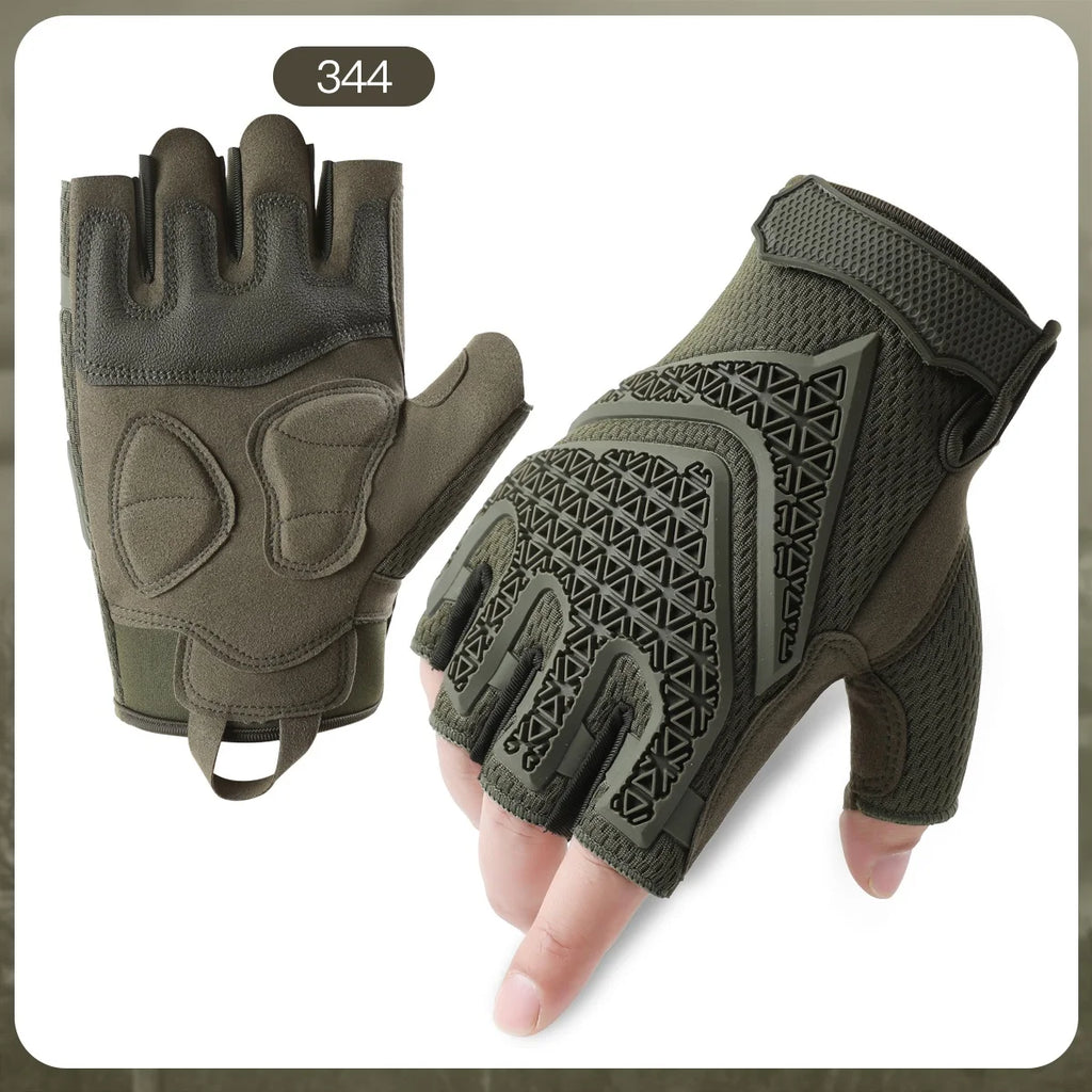 Men Tactical Half‑Finger Gloves Breathable Shock Absorbing Anti‑Slip Outdoor Motorcycle Cycling Climbing Protective Gloves