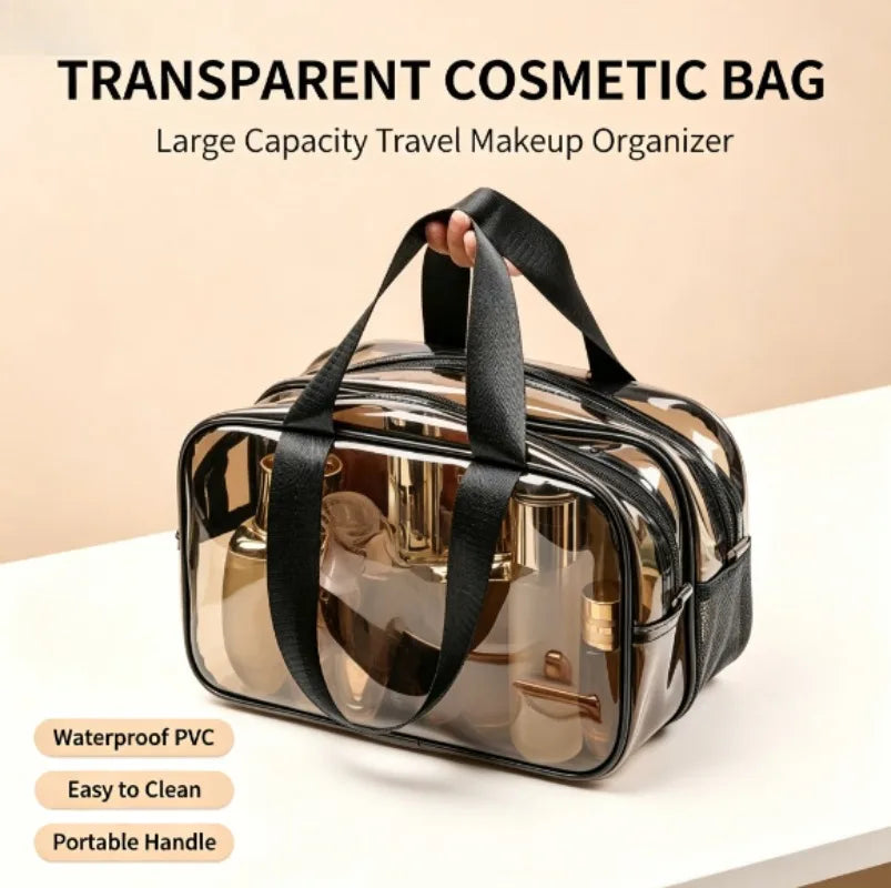 Dry And Wet Separation Clear Toiletry Bag for Women Men Portable Large Travel Makeup Bag Waterproof Transparent Cosmetic Bag