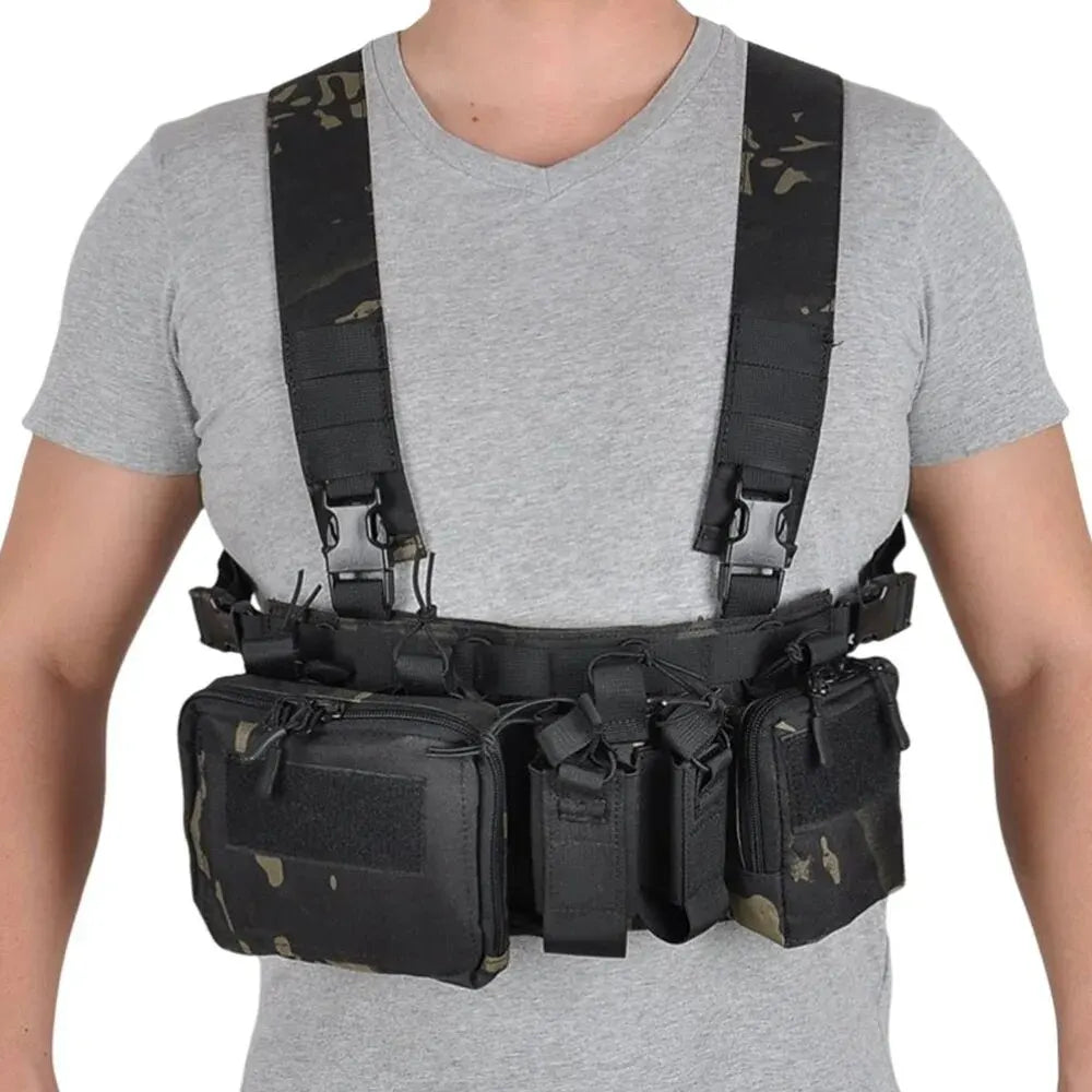 Tactical Vest CS Match Wargame Military Gear Pack Outdoor Camping Nylon Chest Rig Vest Fit Airsoft Hunting Apparel Accessories