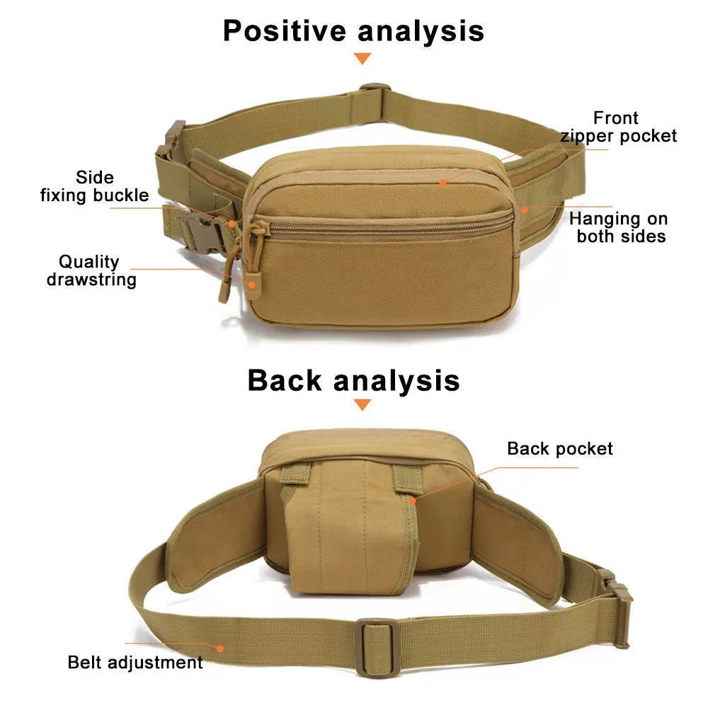 800D Oxford Fabric Fanny Bag Tactical Men Chest Bag with Hidden Holster Pocket Waist Bag for Outdoor Hunting Camping Hiking