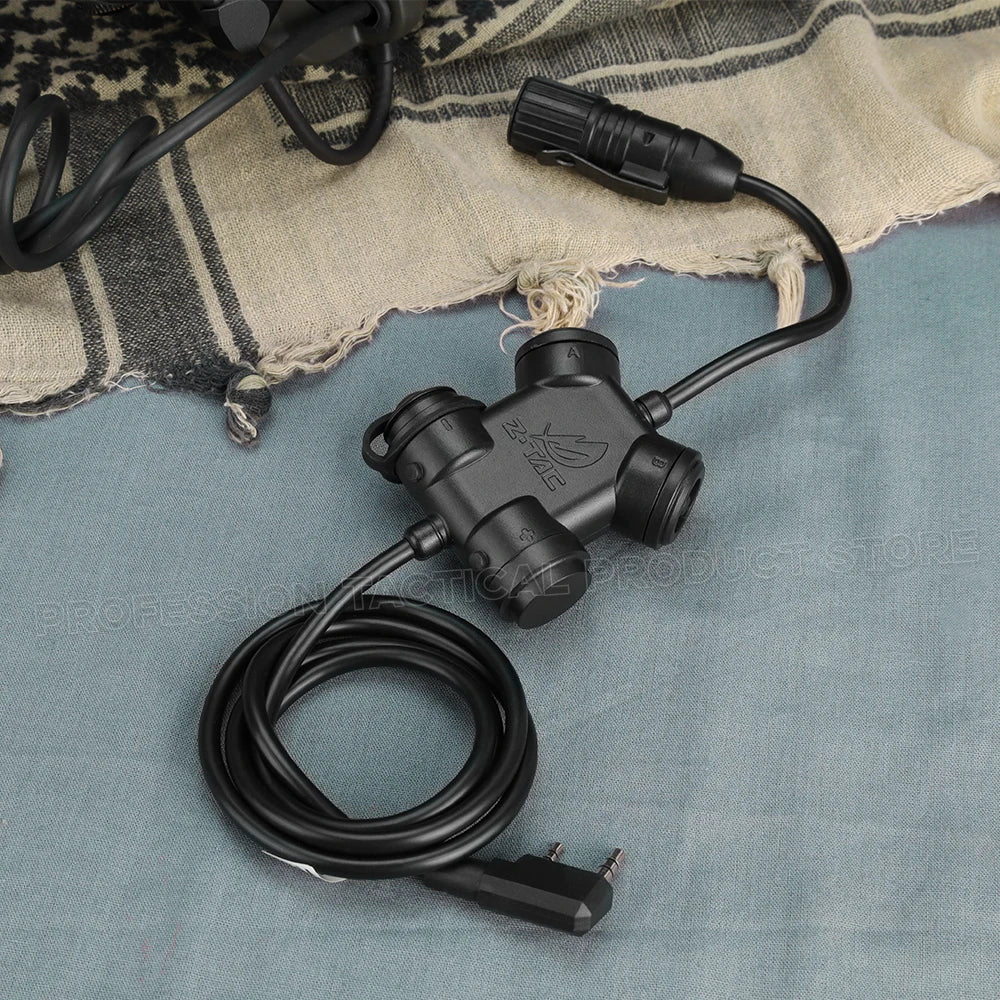 Z-TAC Tactical PTT Button for Kenwood Motorola Walkie Talkie Radio Headset Adapter Airsoft Hunting Outdoor Accessory Cable Kit