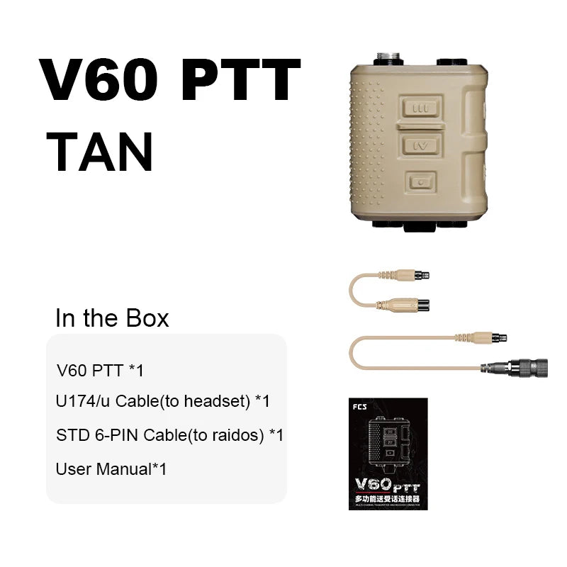 2026 AMP PRO Tactical Headset V60 PTT Multiple Functions Two Communication Channels 6-PIN for PRC148 152 Radios