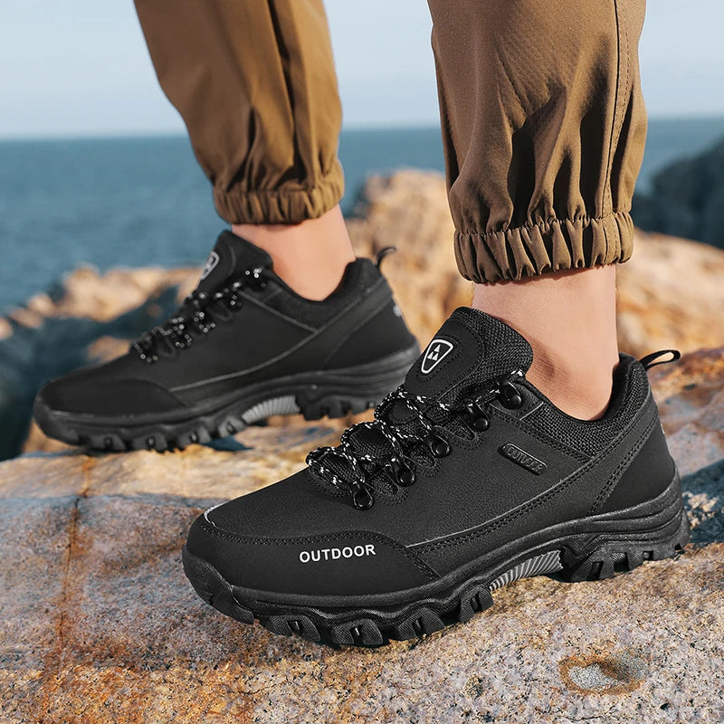 Hiking Shoes for Men Waterproof Outdoor Low-top Hiking Boots Leather Men's Trekking Shoes Walking Male Trail Running Sneakers