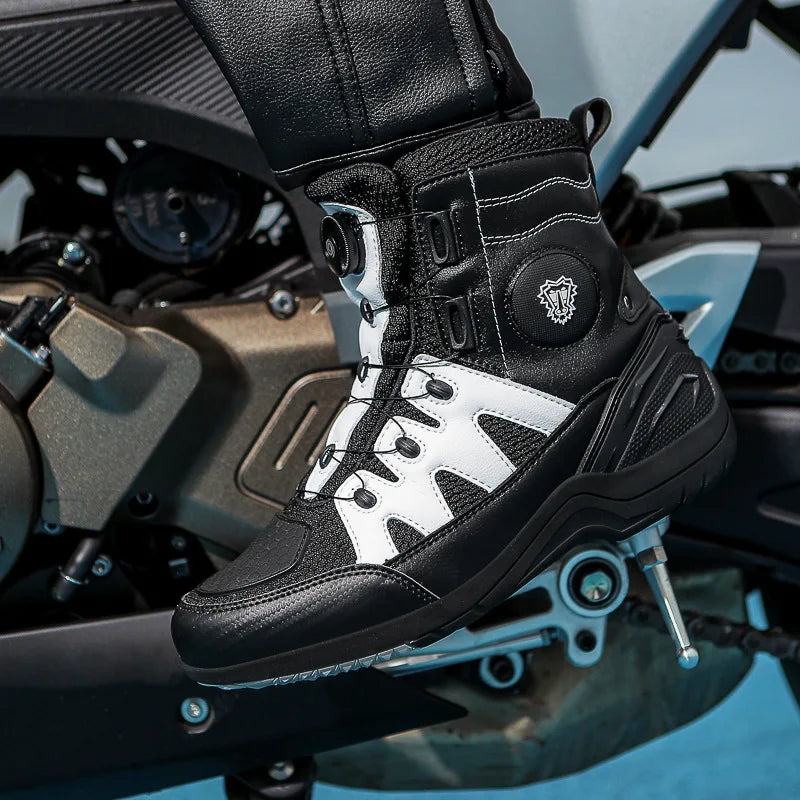 Men Motorcycle Boots New Waterproof Motorbike Riding Shoes Microfiber Breathable Men's Motorcycle Shoes Motos Bike Sport Boot