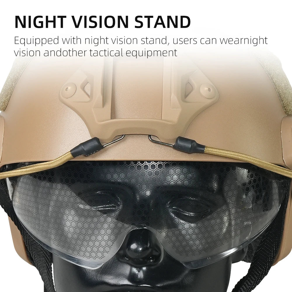 BOOIU Tactical Helmet Fast PJ Airsoft Helmet with Goggles ABS CS Riding Shooting Helmets Outdoor Sports Head Protection Gear
