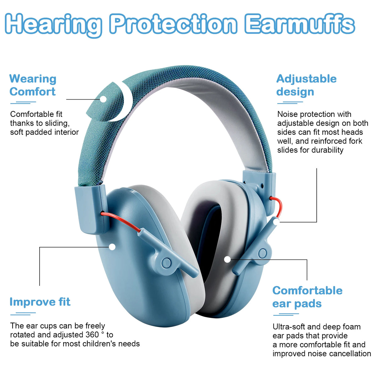 YHKEMA New Kid Ear Protection Baby Noise Reduction Ear Defenders earmuff for children Adjustable nrr 25db Safety Muffs