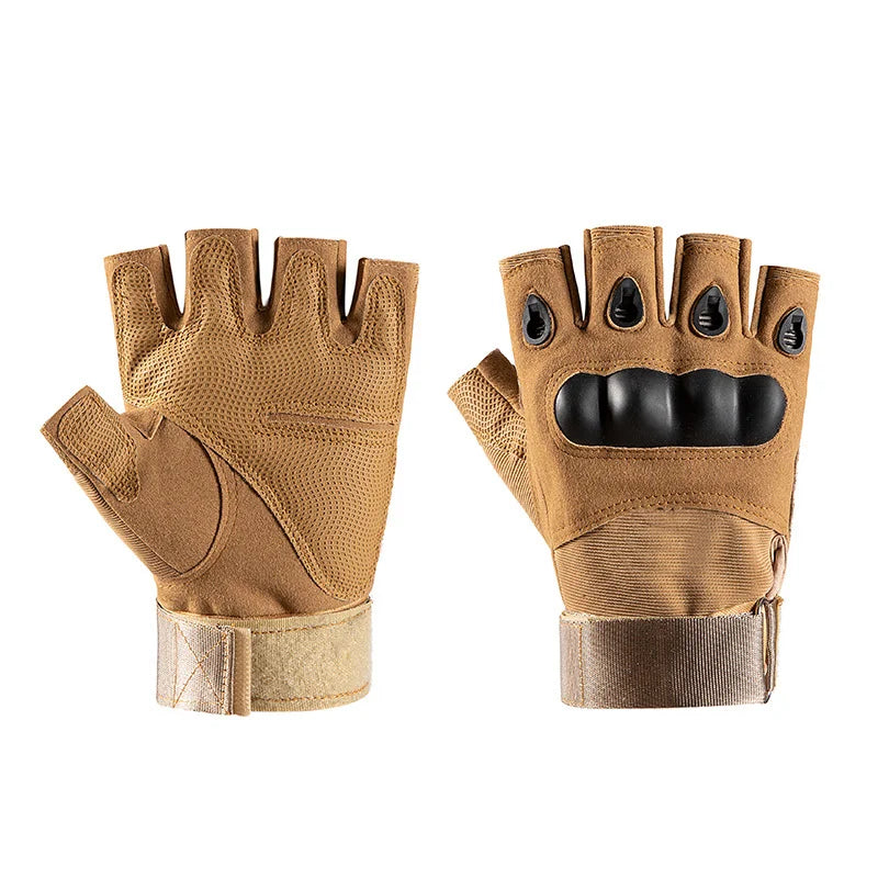 Tactical Fingerless Gloves with Hard Knuckle for Men Military Training Cycling Hiking Hunting Airsoft Work Gloves