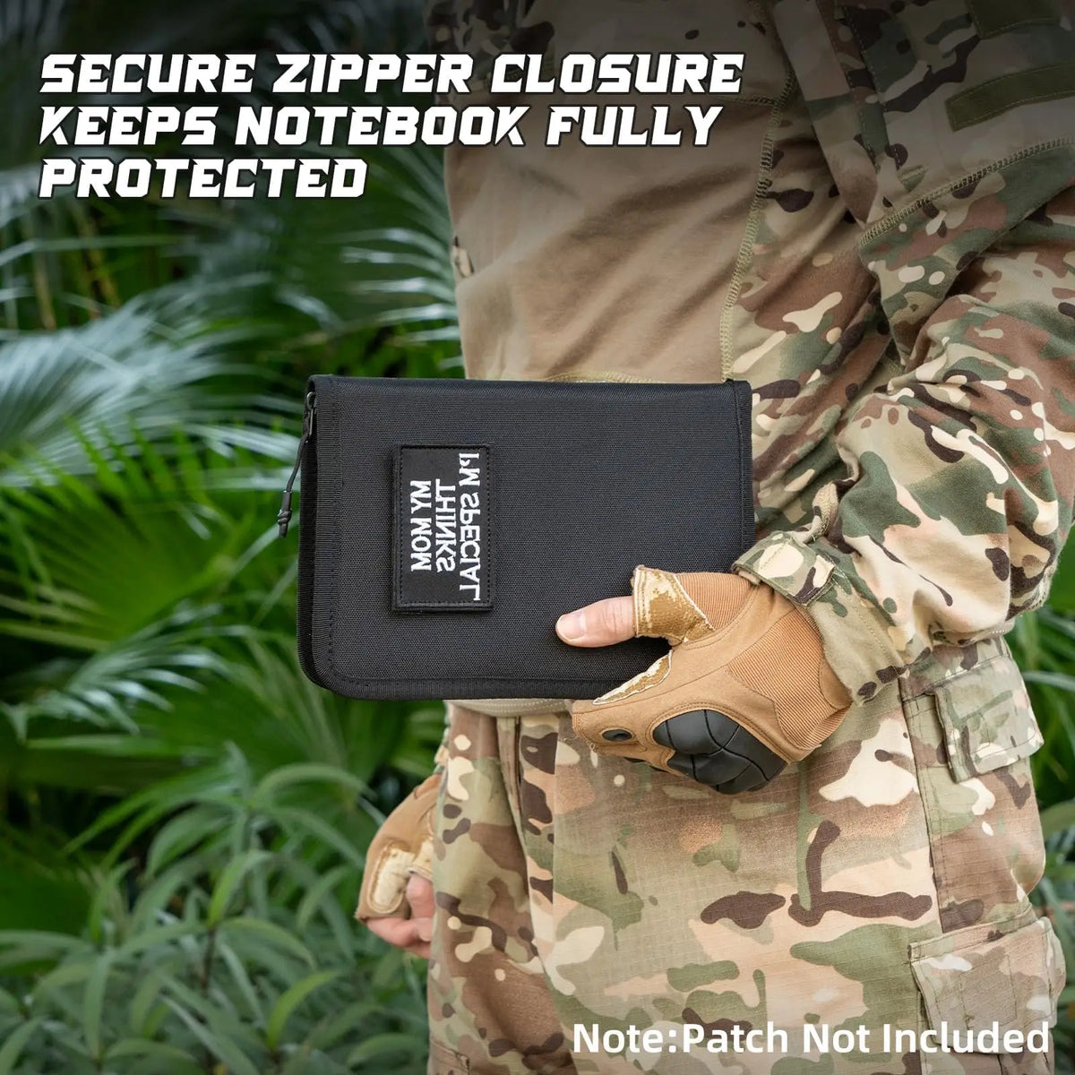 Tactical Notebook Cover with Zipper,7.5x5 Inch OCP Military Notebook Cover with Flag Patch(Cover Only)