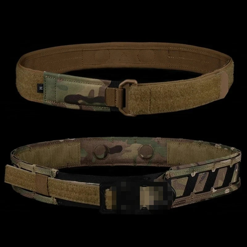 Tactical Battle Belt Modular Webbing Inner Outer Double Layer Waist Belt Magnetic Clasp Outdoor Hunting Training Gear