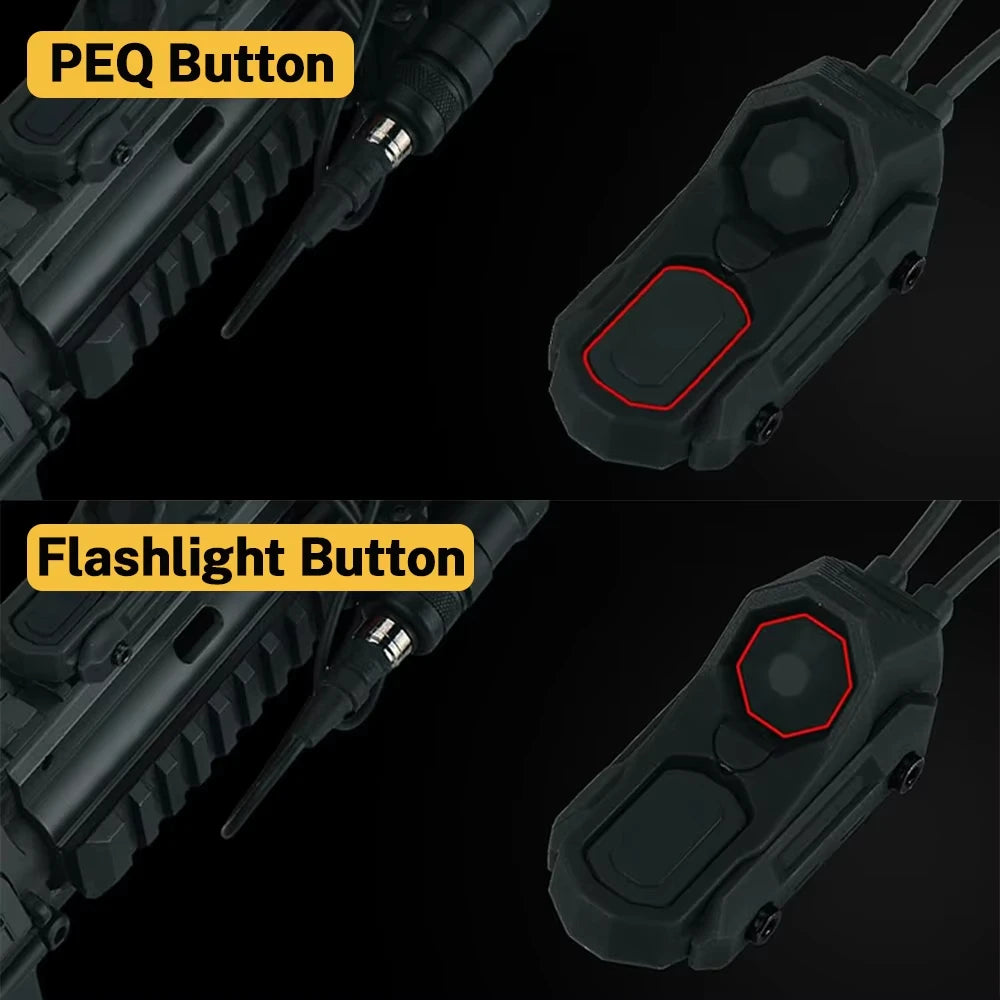 Flashlight Remote Dual Function Switch Button Tactical Airsoft Pressure Switch for PEQ-15 NGAL Laser and Tactical Flashlights