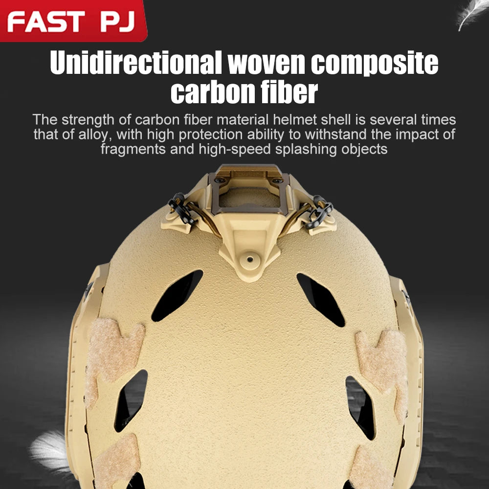 Lightweight breathable carbon fiber tactical helmet with holes; skiing and cycling ; military tactical FAST PJ accessories