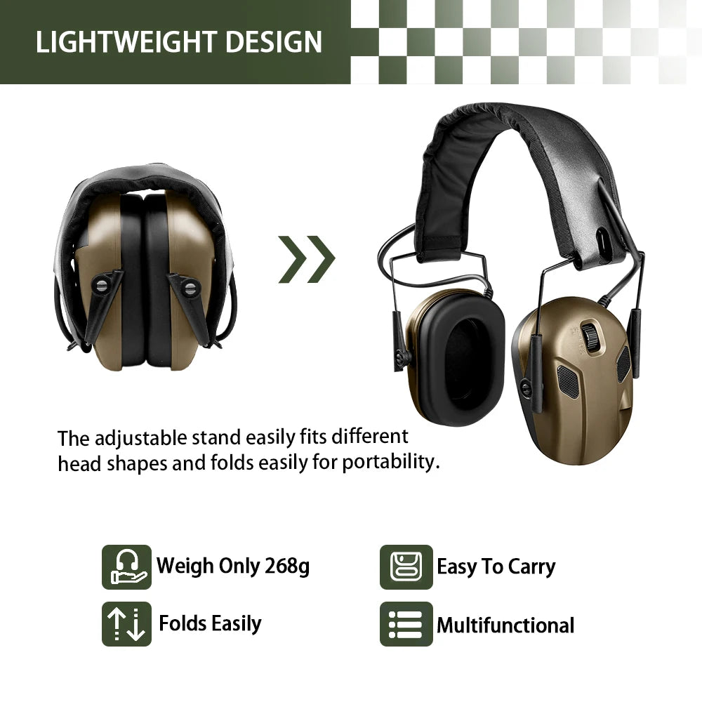 BOOIU Tactical Shooting Bluetooth Headset Anti-noise Shooting Headphones Hearing Protector Foldable Earmuff Helmet Accessories