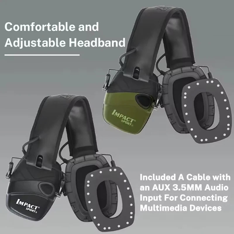 Noise-Cancelling Headphones, Impact Hearing Hunting Original Tactical Electronic Shooting Earmuffs for Outdoor Sports
