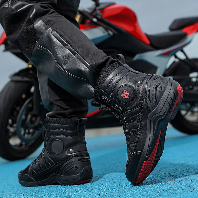 Men Motorcycle Boots New Waterproof Motorbike Riding Shoes Microfiber Breathable Men's Motorcycle Shoes Motos Bike Sport Boot