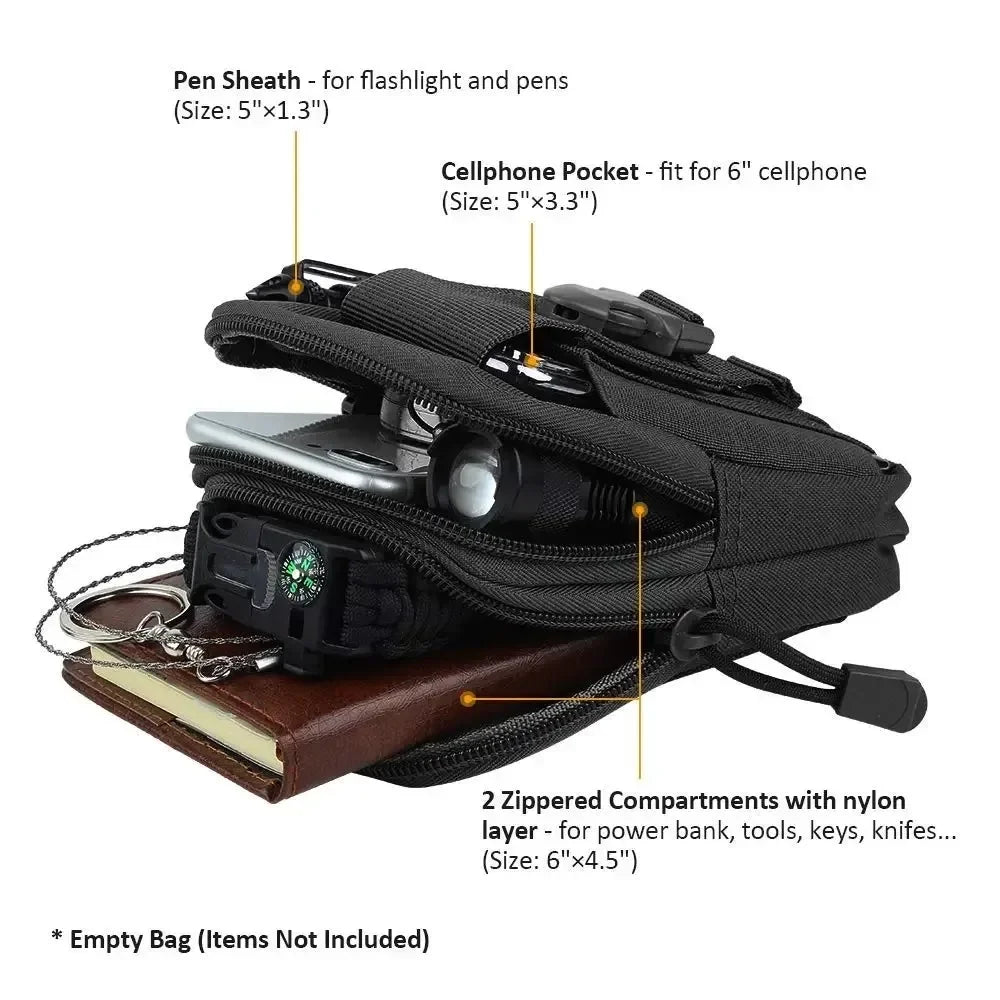 Molle Tactical Pouch Belt Waist Pack Men Small Pocket Survival Tool Bag for Running Travel Camping Hunting Airsoft