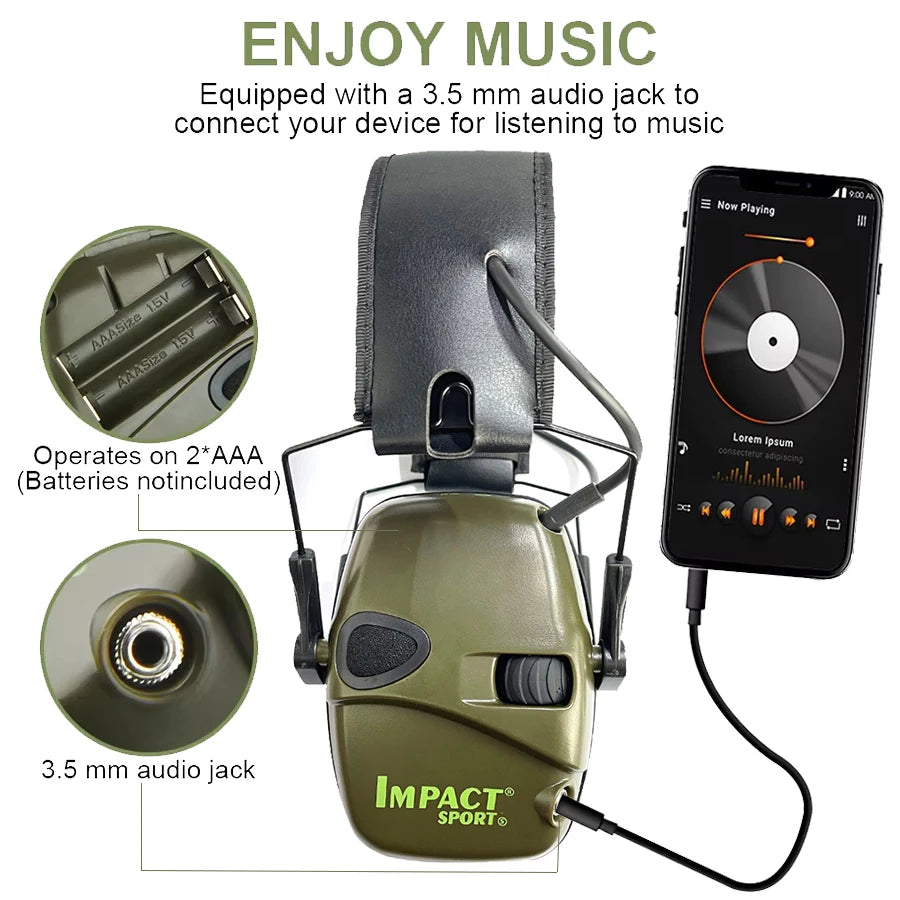 Electronic Shooting Ear Protection Earmuff, Slim Active Noise Reduction Earmuffs for Tactical Outdoor Sport,Hunting, NRR22dB