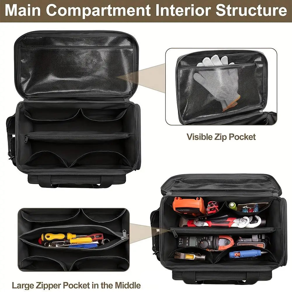High-capacity Tool Storage Bag Comfortable Handle Thick Padded Base Easy Carrying Tool Case Black Color Water Resistant Tool Bag