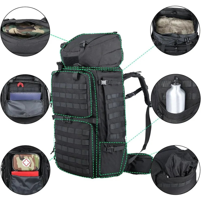 75L Mens Travel Backpack Military Tactical Mountaineering Backpacks Army Climbing Survival Backpack for Camping Hiking Trekking