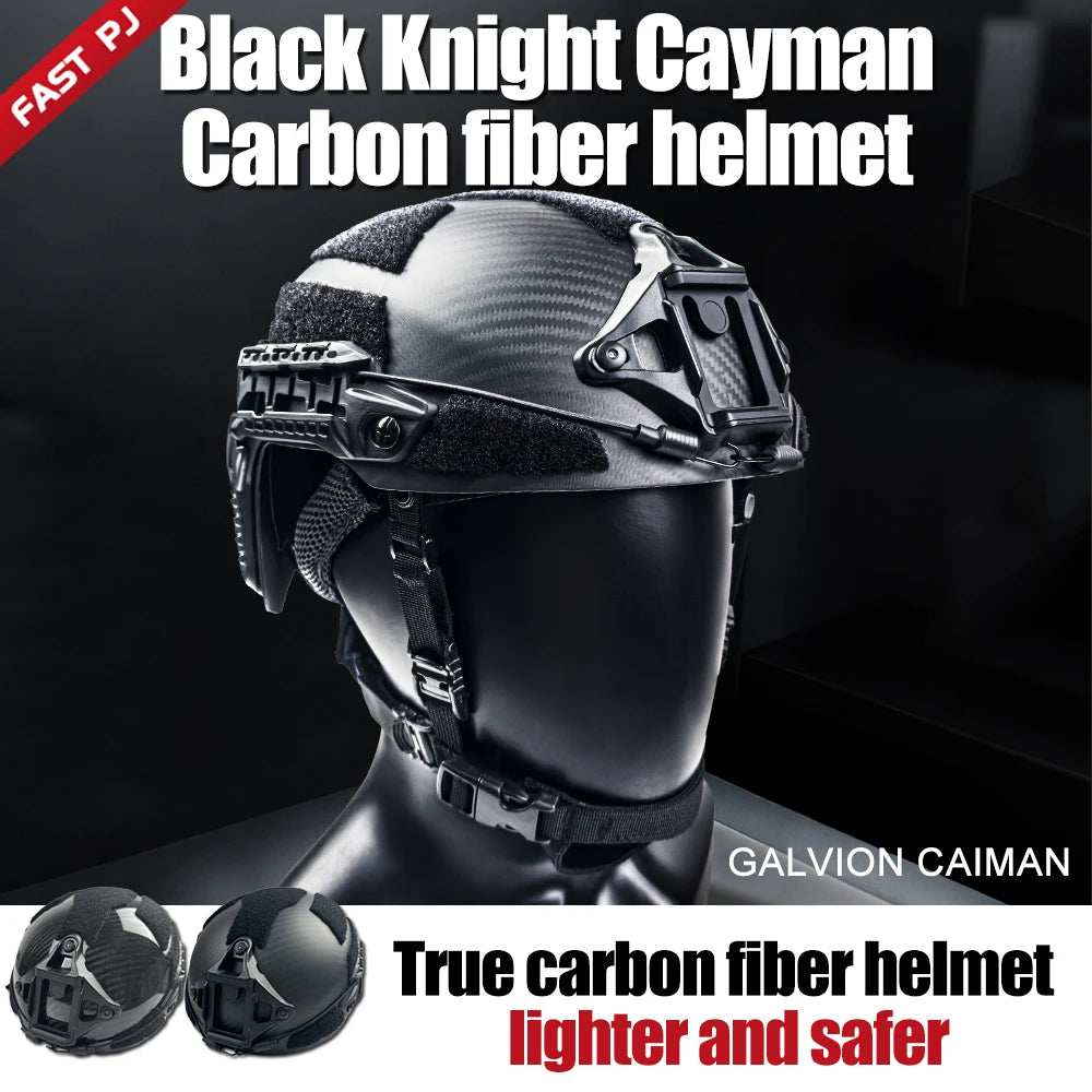 Caiman Carbon Fiber Tactical Helmet - Lightweight, Breathable, Impact Resistant for Training, Rescue, Climbing & Cycling