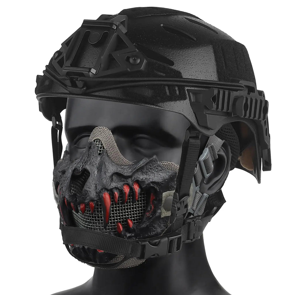 Tactical Wendy Helmet with Functional Rail Mesh Half Face Mask for Halloween Cosplay Airsoft Paintball Hunting Protection Gear
