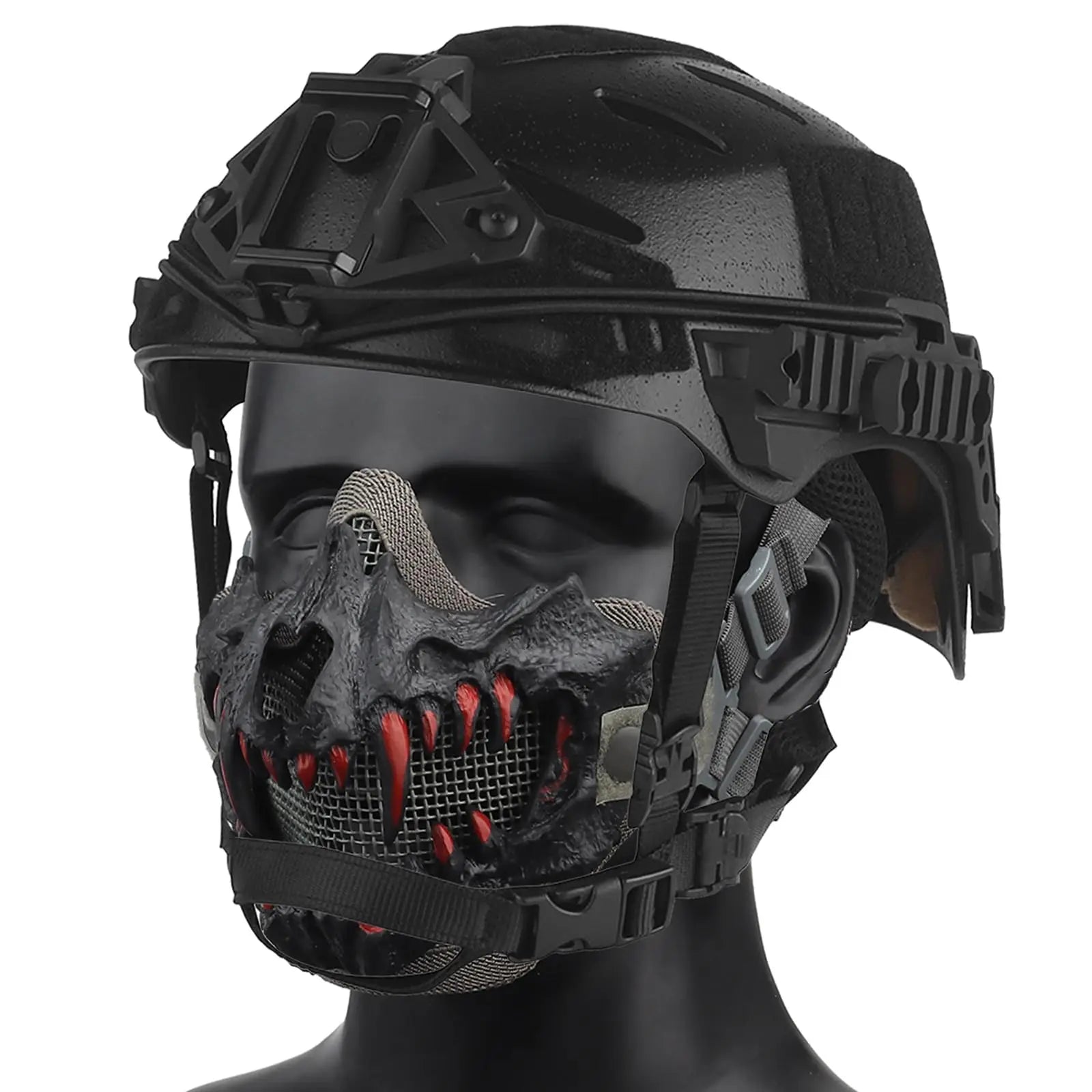 Tactical Wendy Helmet with Functional Rail Mesh Half Face Mask for Halloween Cosplay Airsoft Paintball Hunting Protection Gear