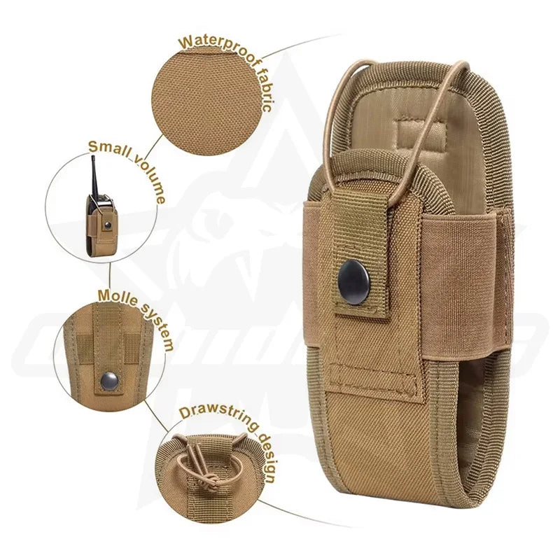 OPHIDIAN Molle Radio Walkie Talkie Bag 1000D Waist Bag Stand Pocket Portable Carrying Bag Hunting Accessories