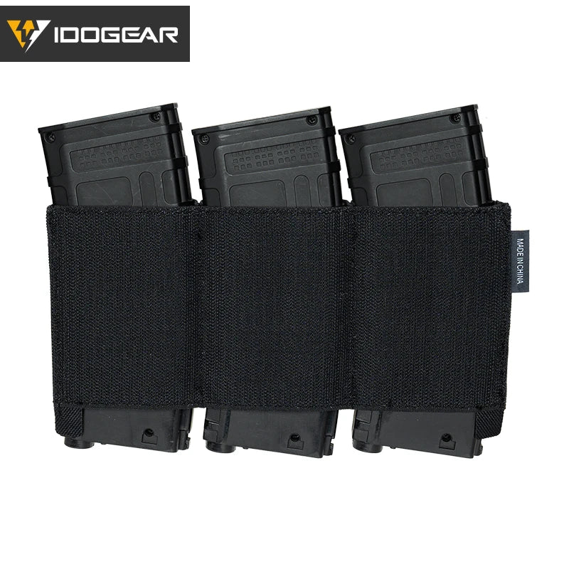 IDOGEAR Triple 5.56 Magazine Holder Elastic Mag Holder with Hook Fasteners for MK3 and MK4 Chest Rig 35139