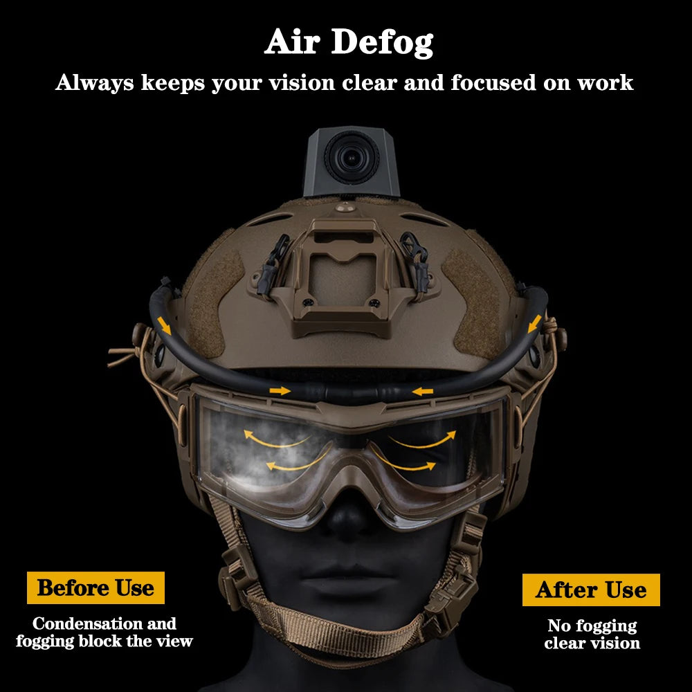 Goggles Fan Anti-Fog Kit Eyewear Electric Defogger Charging Adjust Wind Speed/Suitable for Tactical,Skiing,Work Clear Vision