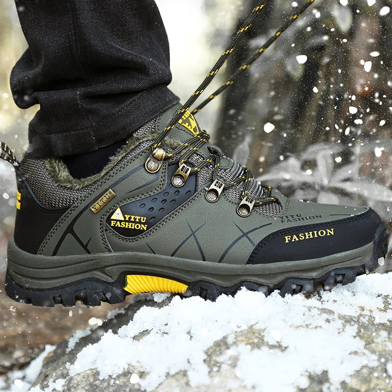 Men Fashion Ankle Boots Winter Warm Plush Snow Boots Men Outdoor Sneakers Work Boots Male Rubber Winter Men's Boots Big Size 47
