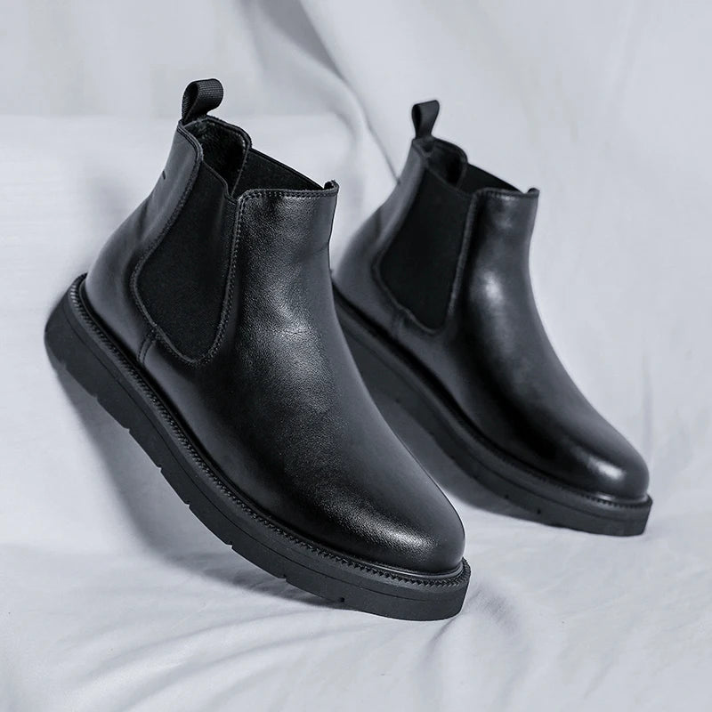 Leisure Walk Men's Chelsea Boots Elegantes Mens Slip on Boots Fashion All-match Ankle Boots Business Dress Shoes Formal Footwear