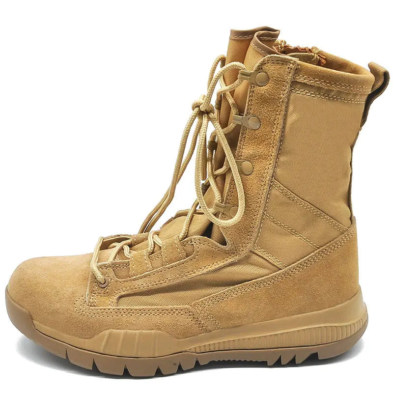 Topfight Ultra Light Sand Men Tactical Boots High Tube Women Special Forces Field Boot Outdoor Anti Slip Hiking Shoes Side Zip