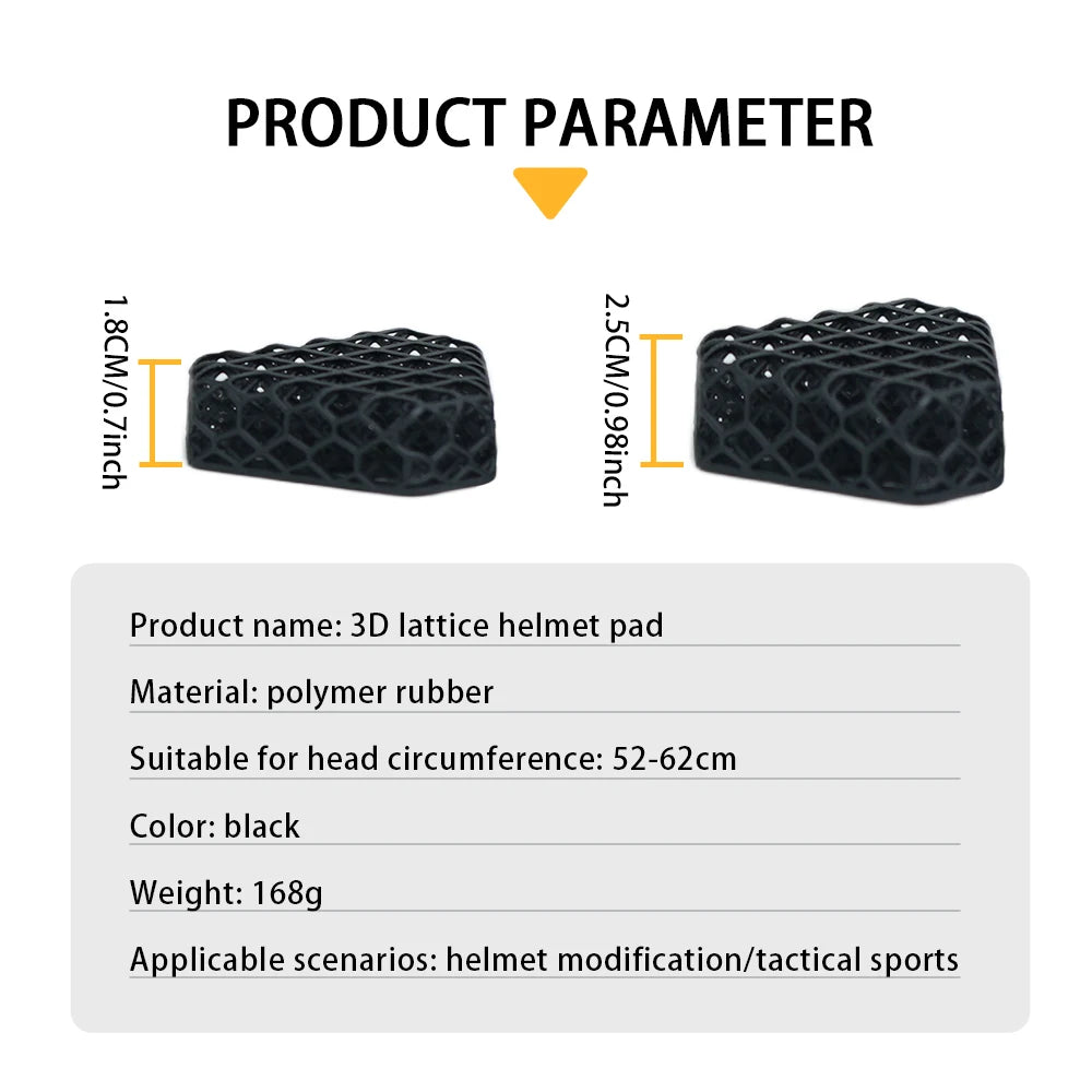 BOOIU 3D Lattice Helmet Pad Polymer Rubber Cushion Fit 52-62cm Head For Helmet Mod Outdoor Sports