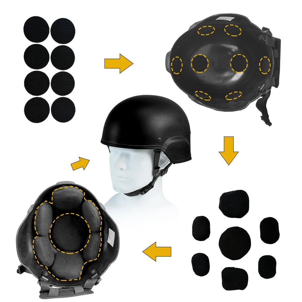 BOOIU Tactical Helmet Liner Sponge Set - 7pcs Standard / 7/9pcs Mickey Foam with 45 Hook & Loop